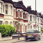 Terraced Houses and blured "Black Cab"in Clapham ,London. (Long exposure)